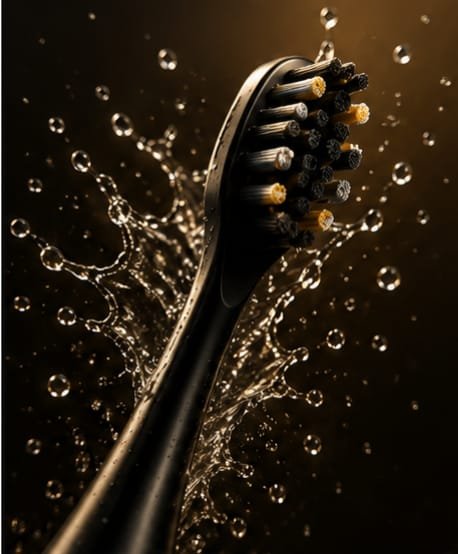Sonic brush head with water droplets
